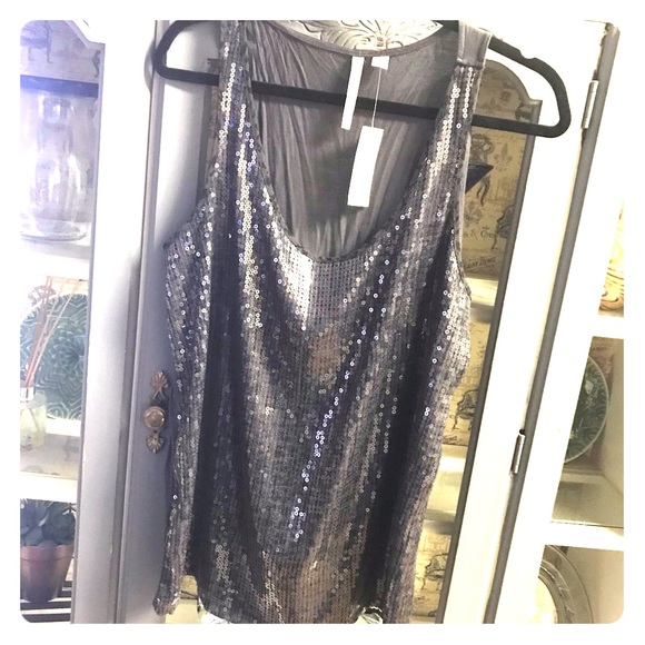 New York & Company Tops - NEW YORK & CO Street Wear Gray Sequin Tank NWT L